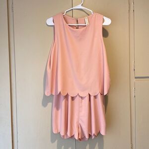 Vanilla Bay Medium Romper Sleeveless Petal Hem Button Clasp Back Slit